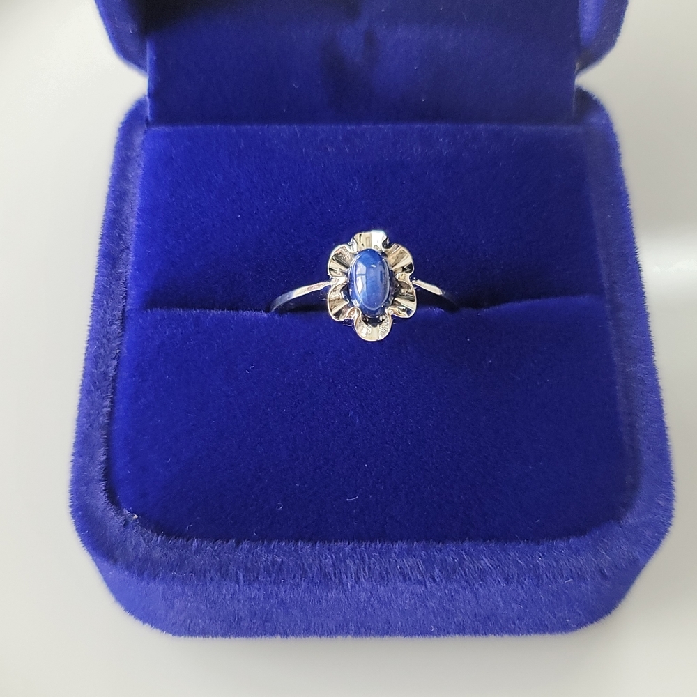Vintage 10K Solid White Gold Genuine Lindy Star Blue Sapphire Ring Size 5.5 - Picture 13 of 14